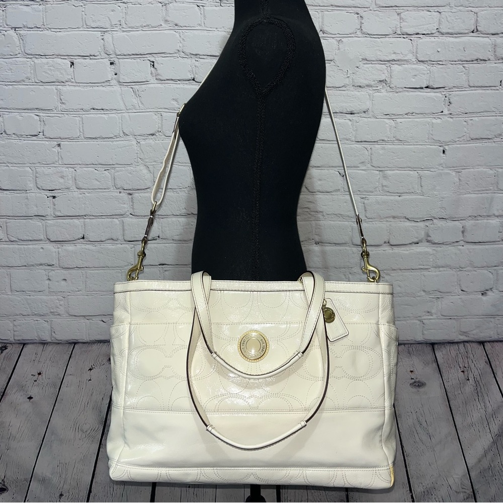 Vintage Y2K Coach Extra Large Signature Patent Leather Diaper Tote Bag